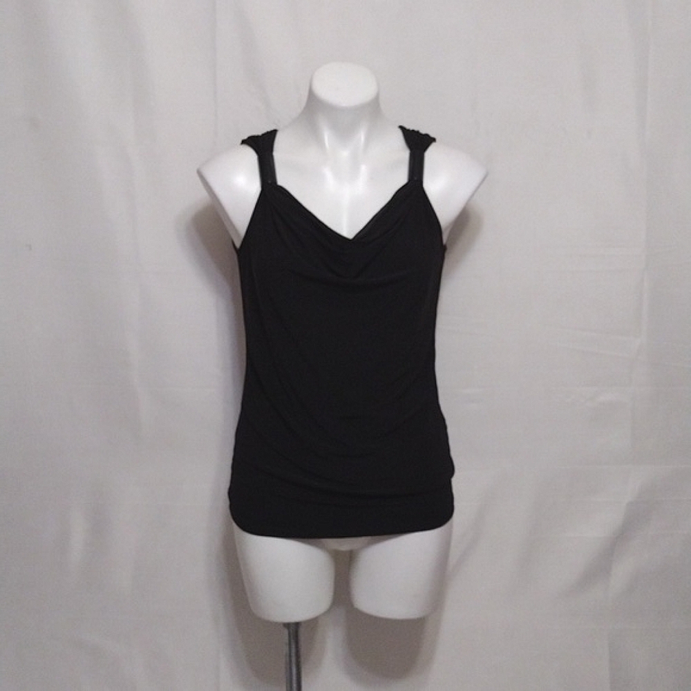 Seamline Cynthia Steffe Black Sleeveless Cowl Neck Top Elegant Career Top Small